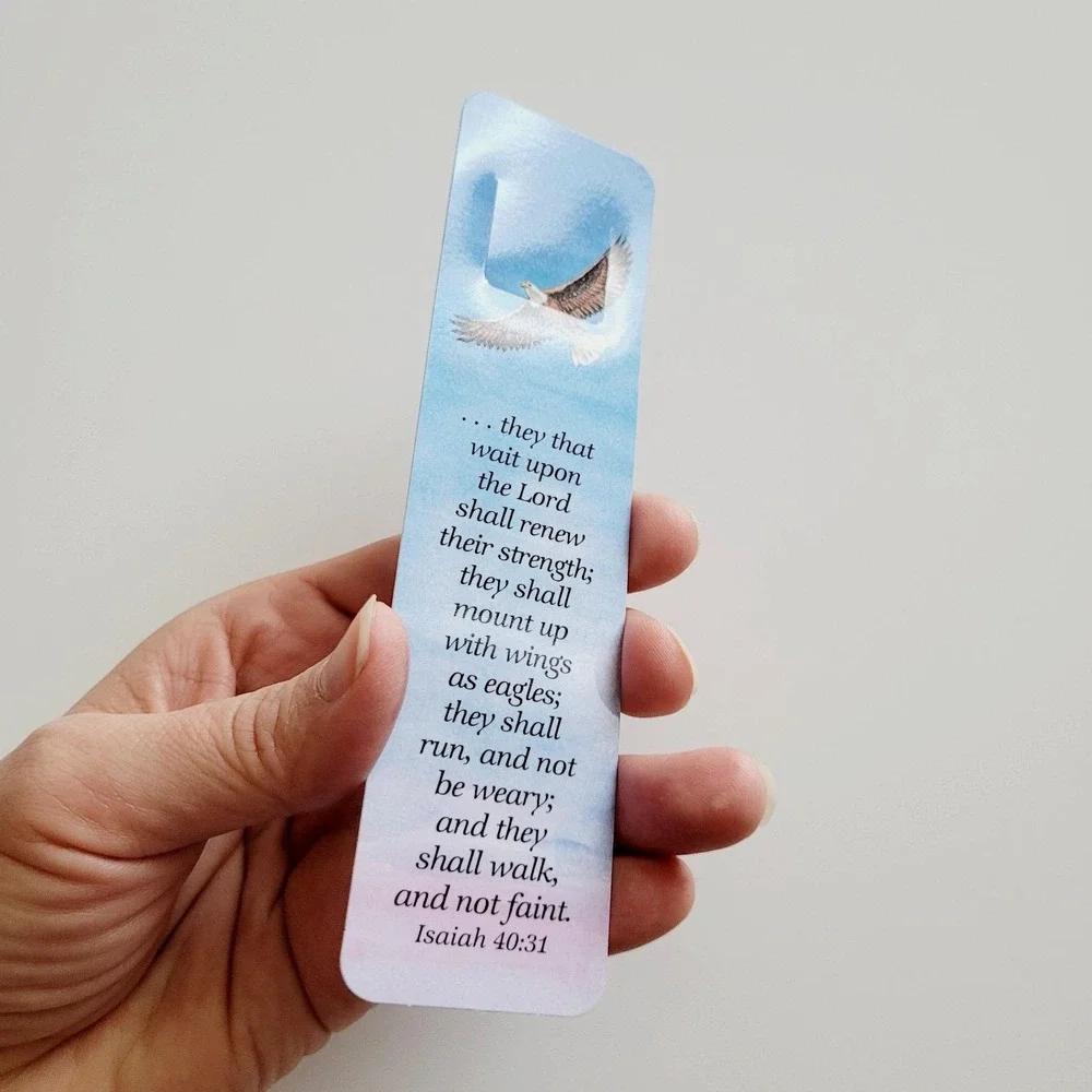 Vintage 80s Bald Eagle Tab Bookmark, soaring Isaiah Scripture, 1983 Antioch S067